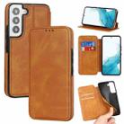 For Samsung Galaxy S22 5G Knight Magnetic Suction Leather Phone Case(Khaki) - 1
