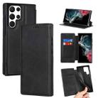 For Samsung Galaxy S22 Ultra 5G Knight Magnetic Suction Leather Phone Case(Black) - 1