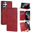 For Samsung Galaxy S22 Ultra 5G Knight Magnetic Suction Leather Phone Case(Red) - 1