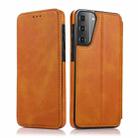 For Samsung Galaxy S21 5G Knight Magnetic Suction Leather Phone Case(Khaki) - 1