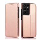 For Samsung Galaxy S21 Ultra 5G Knight Magnetic Suction Leather Phone Case(Rose Gold) - 1