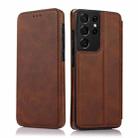 For Samsung Galaxy S21 Ultra 5G Knight Magnetic Suction Leather Phone Case(Brown) - 1