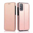 For Samsung Galaxy S20 Knight Magnetic Suction Leather Phone Case(Rose Gold) - 1