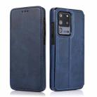 For Samsung Galaxy S20 Ultra Knight Magnetic Suction Leather Phone Case(Blue) - 1