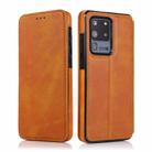 For Samsung Galaxy S20 Ultra Knight Magnetic Suction Leather Phone Case(Khaki) - 1
