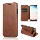 For Samsung Galaxy S10 Knight Magnetic Suction Leather Phone Case(Brown) - 1