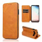 For Samsung Galaxy S10+ Knight Magnetic Suction Leather Phone Case(Khaki) - 1
