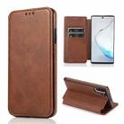 For Samsung Galaxy Note10 Knight Magnetic Suction Leather Phone Case(Brown) - 1