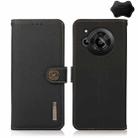 For Sharp Aquos R7 KHAZNEH Custer Genuine Leather RFID Phone Case(Black) - 1