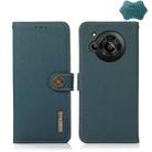 For Sharp Aquos R7 KHAZNEH Custer Genuine Leather RFID Phone Case(Green) - 1