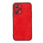 For OPPO Realme 9 Pro Accurate Hole Crazy Horse Texture PU Phone Case(Red) - 1