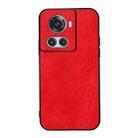 For OnePlus Ace Accurate Hole Crazy Horse Texture PU Phone Case(Red) - 1