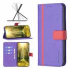 For vivo Y21 BF13 Color Matching Cross Texture Leather Phone Case(Purple) - 1