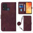 For Itel P37/Vision 2S/P651L Crossbody 3D Embossed Flip Leather Phone Case(Wine Red) - 1