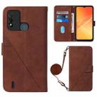 For Itel P37/Vision 2S/P651L Crossbody 3D Embossed Flip Leather Phone Case(Brown) - 1