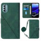 For Motorola Moto G 5G 2022 Crossbody 3D Embossed Flip Leather Phone Case(Dark Green) - 1