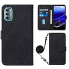 For Motorola Moto G 5G 2022 Crossbody 3D Embossed Flip Leather Phone Case(Black) - 1