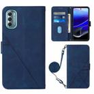 For Motorola Moto G 5G 2022 Crossbody 3D Embossed Flip Leather Phone Case(Blue) - 1