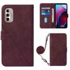 For Motorola Moto G Stylus 4G 2022 Crossbody 3D Embossed Flip Leather Phone Case(Wine Red) - 1