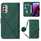 For Motorola Moto G Stylus 4G 2022 Crossbody 3D Embossed Flip Leather Phone Case(Dark Green) - 1