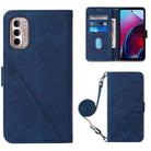 For Motorola Moto G Stylus 4G 2022 Crossbody 3D Embossed Flip Leather Phone Case(Blue) - 1