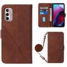 For Motorola Moto G Stylus 4G 2022 Crossbody 3D Embossed Flip Leather Phone Case(Brown) - 1