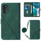 For Motorola Moto G52 Crossbody 3D Embossed Flip Leather Phone Case(Dark Green) - 1