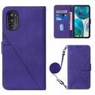 For Motorola Moto G52 Crossbody 3D Embossed Flip Leather Phone Case(Purple) - 1