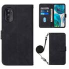 For Motorola Moto G52 Crossbody 3D Embossed Flip Leather Phone Case(Black) - 1