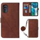 For Motorola Moto G52 Crossbody 3D Embossed Flip Leather Phone Case(Brown) - 1