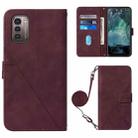 For Nokia G21/G11 Crossbody 3D Embossed Flip Leather Phone Case(Wine Red) - 1