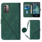 For Nokia G21/G11 Crossbody 3D Embossed Flip Leather Phone Case(Dark Green) - 1