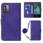 For Nokia G21/G11 Crossbody 3D Embossed Flip Leather Phone Case(Purple) - 1