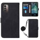 For Nokia G21/G11 Crossbody 3D Embossed Flip Leather Phone Case(Black) - 1