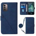 For Nokia G21/G11 Crossbody 3D Embossed Flip Leather Phone Case(Blue) - 1