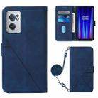 For OnePlus Nord CE 2 5G Crossbody 3D Embossed Flip Leather Phone Case(Blue) - 1