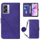 For OPPO A57 5G 2022 Crossbody 3D Embossed Flip Leather Phone Case(Purple) - 1