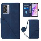 For OPPO A57 5G 2022 Crossbody 3D Embossed Flip Leather Phone Case(Blue) - 1