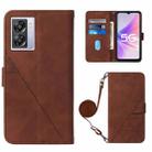 For OPPO A57 5G 2022 Crossbody 3D Embossed Flip Leather Phone Case(Brown) - 1