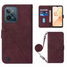 For OPPO Realme C31 4G Crossbody 3D Embossed Flip Leather Phone Case(Wine Red) - 1