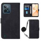 For OPPO Realme C31 4G Crossbody 3D Embossed Flip Leather Phone Case(Black) - 1