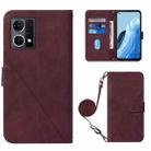 For OPPO Reno7 4G/F21 Pro Crossbody 3D Embossed Flip Leather Phone Case(Wine Red) - 1