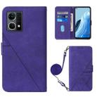 For OPPO Reno7 4G/F21 Pro Crossbody 3D Embossed Flip Leather Phone Case(Purple) - 1