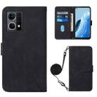 For OPPO Reno7 4G/F21 Pro Crossbody 3D Embossed Flip Leather Phone Case(Black) - 1