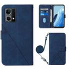 For OPPO Reno7 4G/F21 Pro Crossbody 3D Embossed Flip Leather Phone Case(Blue) - 1