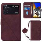For Xiaomi Poco M4 Pro 4G Crossbody 3D Embossed Flip Leather Phone Case(Wine Red) - 1