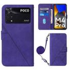 For Xiaomi Poco M4 Pro 4G Crossbody 3D Embossed Flip Leather Phone Case(Purple) - 1