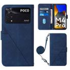 For Xiaomi Poco M4 Pro 4G Crossbody 3D Embossed Flip Leather Phone Case(Blue) - 1