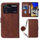 For Xiaomi Poco M4 Pro 4G Crossbody 3D Embossed Flip Leather Phone Case(Brown) - 1