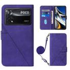 For Xiaomi Poco X4 Pro 5G Crossbody 3D Embossed Flip Leather Phone Case(Purple) - 1